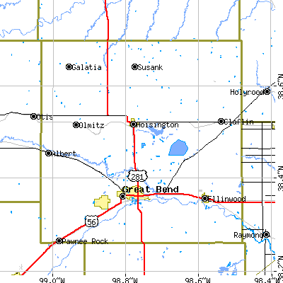 Barton County close-up map