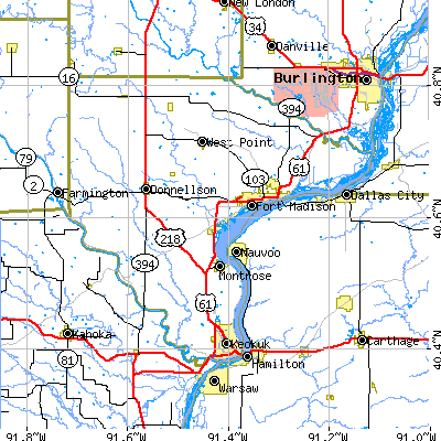 Lee County close-up map