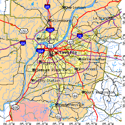 Jefferson County close-up map