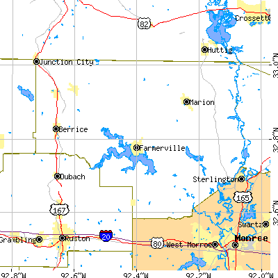 Union Parish close-up map