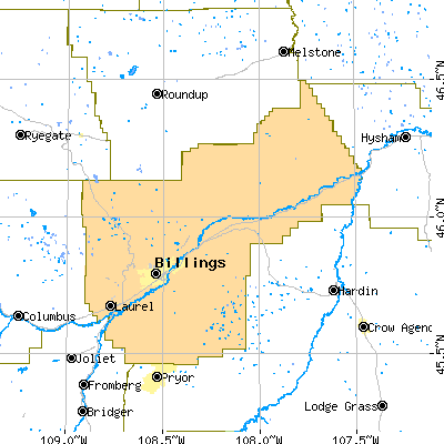 Yellowstone County close-up map