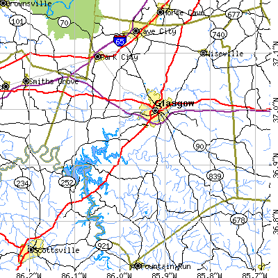 Barren County close-up map
