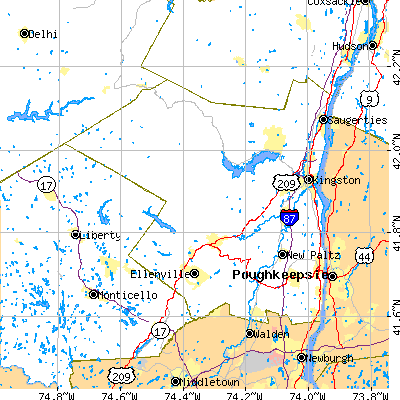 Ulster County close-up map