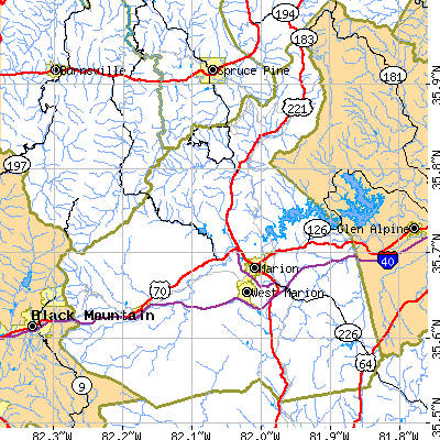 McDowell County close-up map