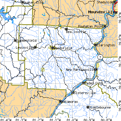 Monroe County close-up map