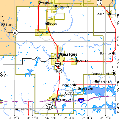 Okmulgee County close-up map