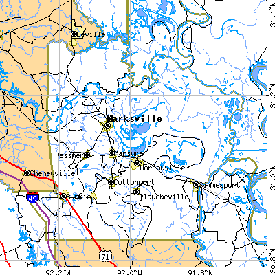 Avoyelles Parish close-up map