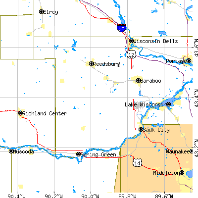 Sauk County close-up map