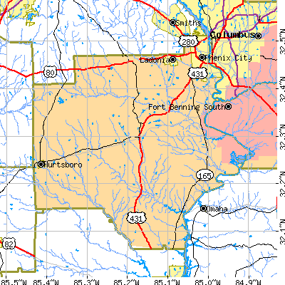 Russell County close-up map
