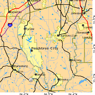 Fayette County close-up map