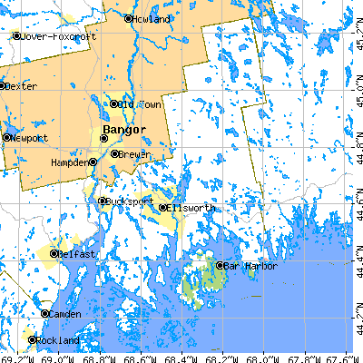Hancock County close-up map