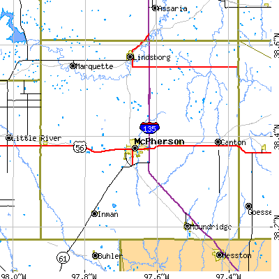 McPherson County close-up map