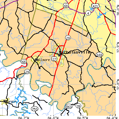 Jessamine County close-up map