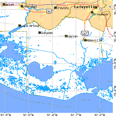 Vermilion Parish close-up map