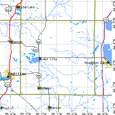 Missaukee County close-up map