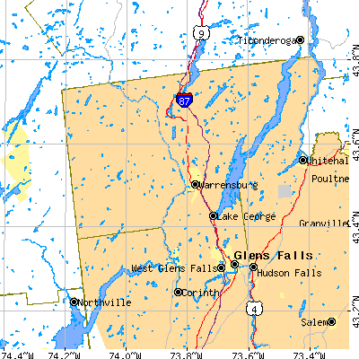 Warren County close-up map