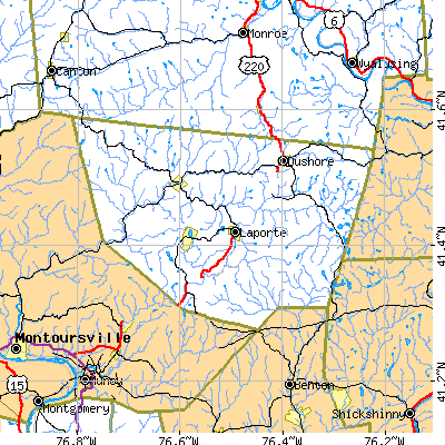 Sullivan County close-up map