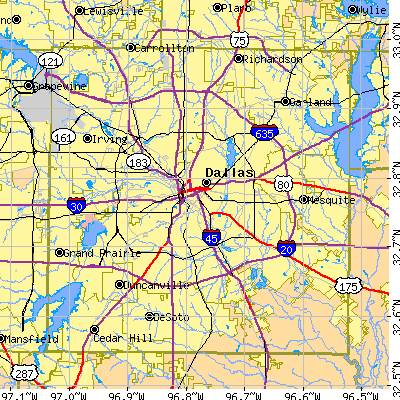 Dallas County close-up map
