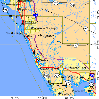 Sarasota County close-up map