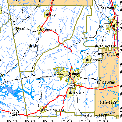 Floyd County close-up map