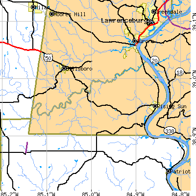 Ohio County close-up map