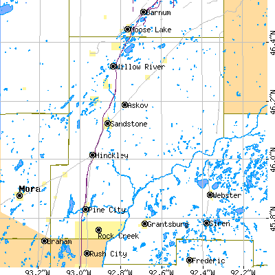Pine County close-up map