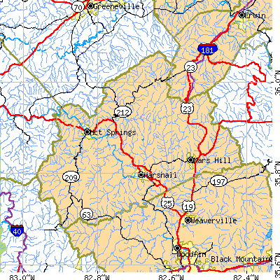 Madison County close-up map