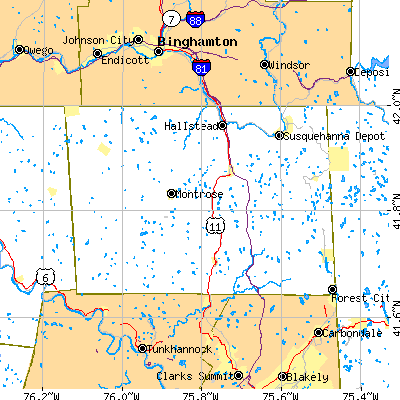 Susquehanna County close-up map