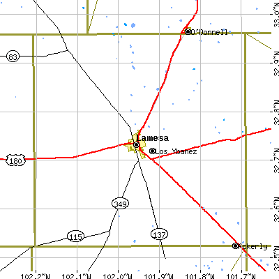 Dawson County close-up map