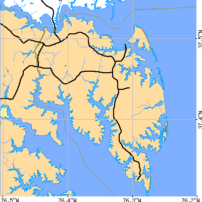 Mathews County close-up map