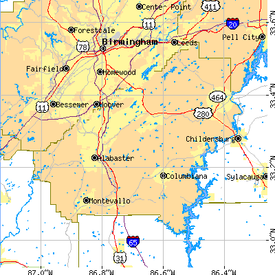 Shelby County close-up map