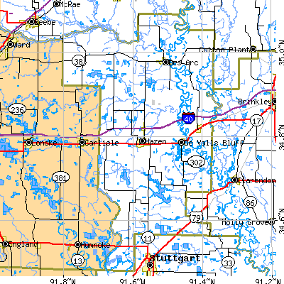 Prairie County close-up map