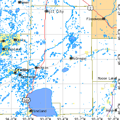 Aitkin County close-up map