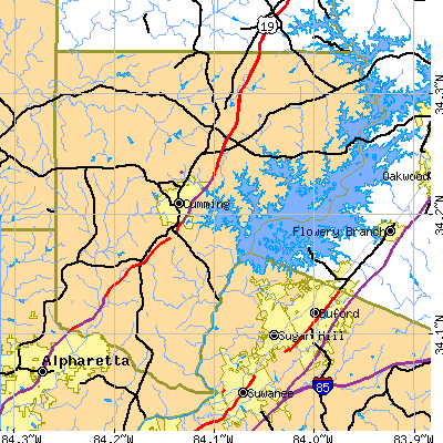 Forsyth County close-up map