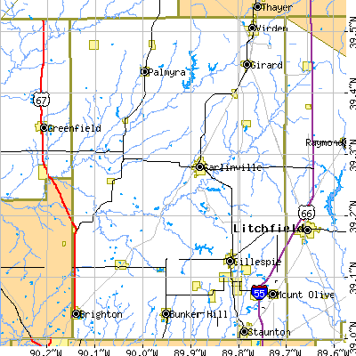 Macoupin County close-up map