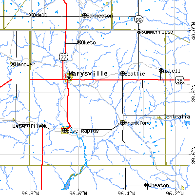 Marshall County close-up map