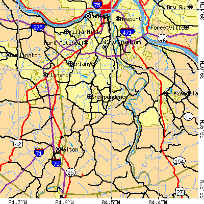 Kenton County close-up map