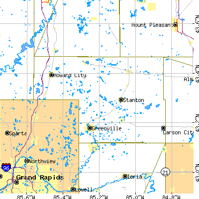 Montcalm County close-up map