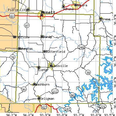 Barry County close-up map