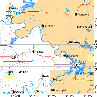Pawnee County close-up map