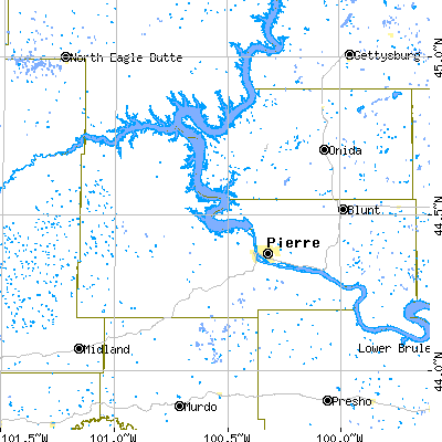 Stanley County close-up map