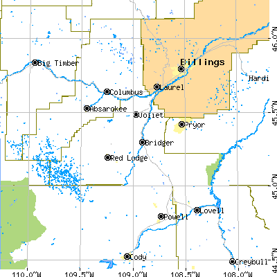 Carbon County close-up map