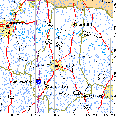 Marshall County close-up map