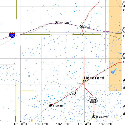 Deaf Smith County close-up map
