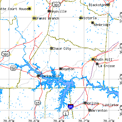 Mecklenburg County close-up map