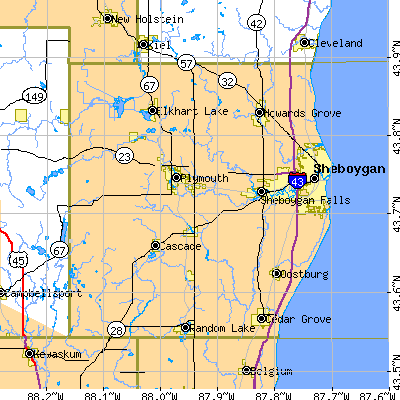 Sheboygan County close-up map