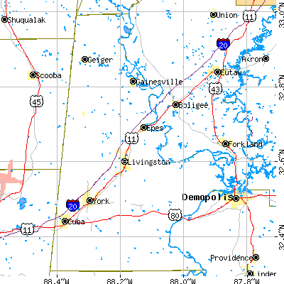 Sumter County close-up map