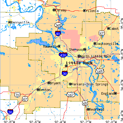 Pulaski County close-up map