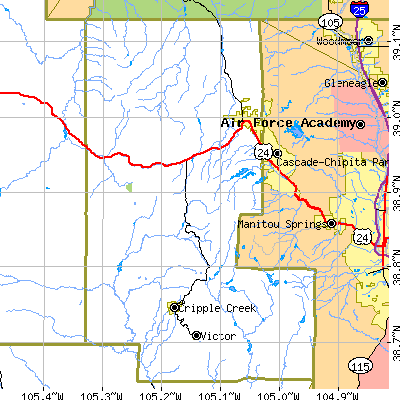 Teller County close-up map