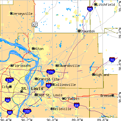 Madison County close-up map